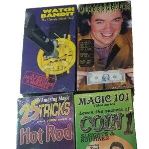 Magic Trick VHS Videos Lot of 4 Tapes New Sealed Magician Coin Hot Rod Watch